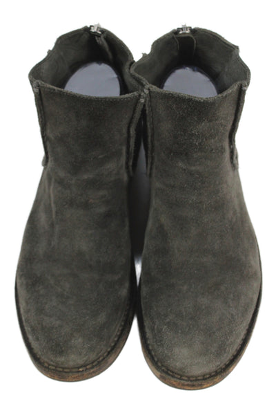 Officine Creative Womens Leather Suede Zip Up Ankle Boots Dark Gray Size 8