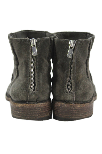 Officine Creative Womens Leather Suede Zip Up Ankle Boots Dark Gray Size 8