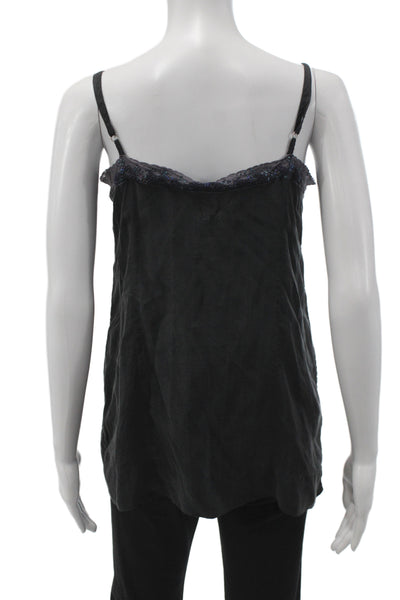 Dosa Womens Silk Scoop Neck Camisole Spaghetti Strap Black Bohemian Size 2