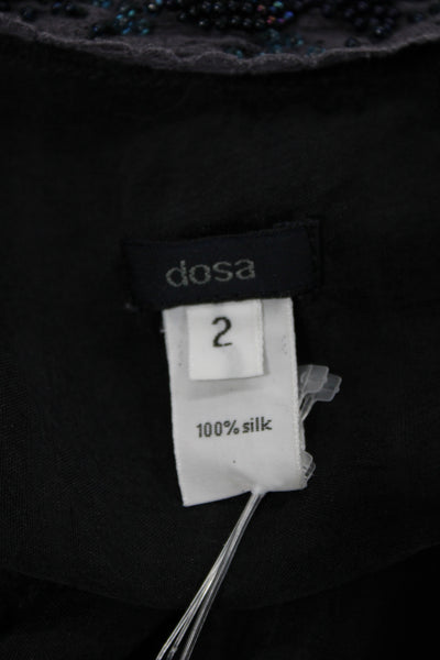 Dosa Womens Silk Scoop Neck Camisole Spaghetti Strap Black Bohemian Size 2