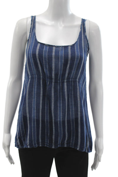 Dosa Women Blue Striped Khadi Cotton Camisole Scoop Neck Bohemian Size 2