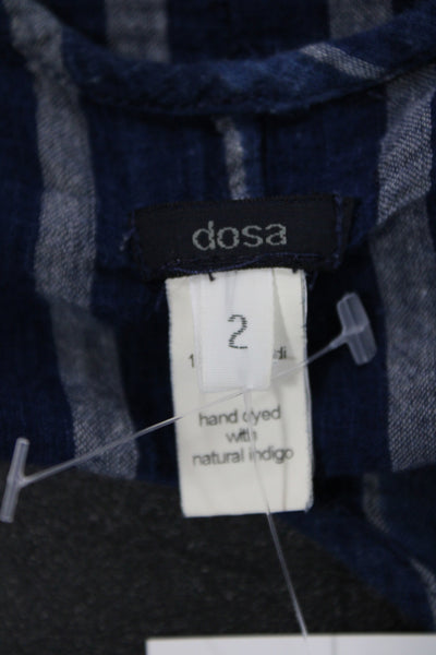 Dosa Women Blue Striped Khadi Cotton Camisole Scoop Neck Bohemian Size 2