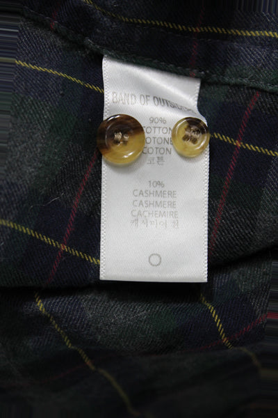 Band Of Outsiders Men Blue Cotton Checked Collared Button Up Long Sleeve Size 3