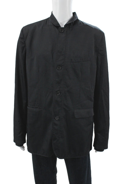 Vince Mens Military Jacket Black Nylon Button Size 2XL