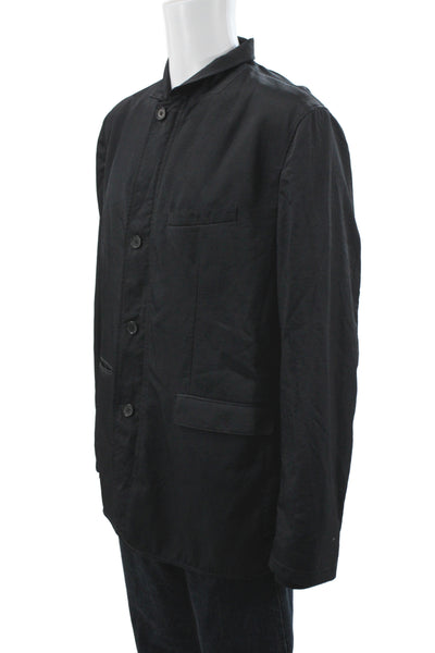 Vince Mens Military Jacket Black Nylon Button Size 2XL