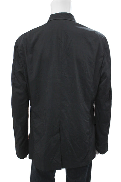 Vince Mens Military Jacket Black Nylon Button Size 2XL