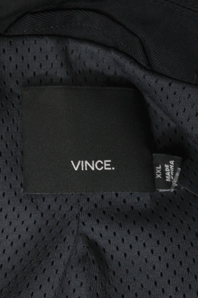 Vince Mens Military Jacket Black Nylon Button Size 2XL