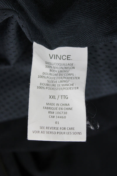 Vince Mens Military Jacket Black Nylon Button Size 2XL