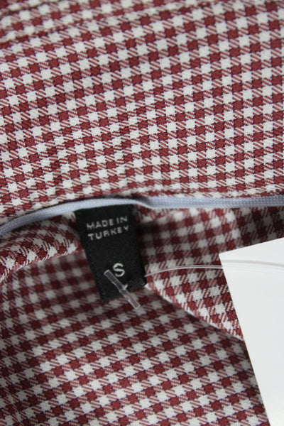 Ermenegildo Zegna Mens Checkered Long Sleeve Button-Down Shirt Red Size 40