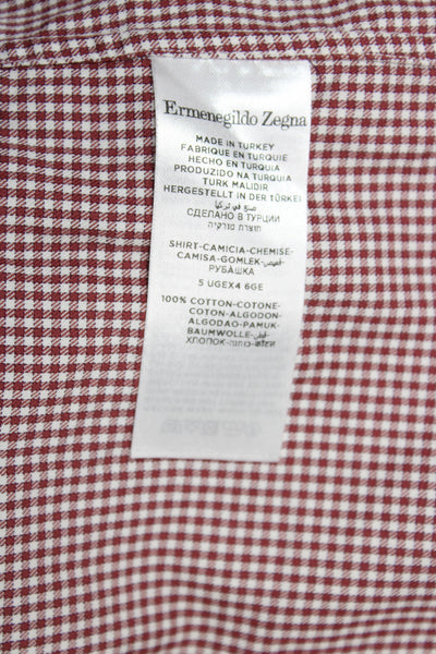 Ermenegildo Zegna Mens Checkered Long Sleeve Button-Down Shirt Red Size 40