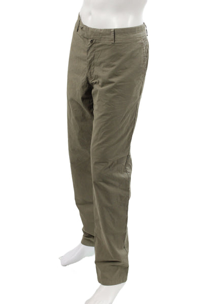 Z Zegna Mens Green Check Chinos Cotton Size 54
