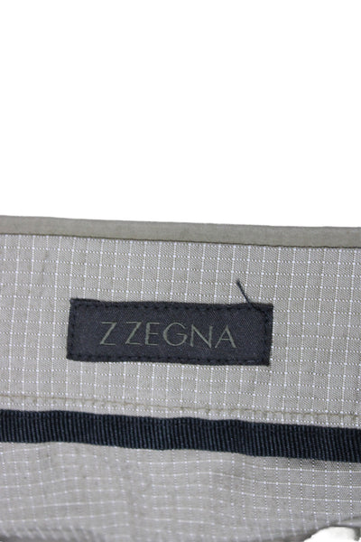 Z Zegna Mens Green Check Chinos Cotton Size 54