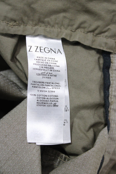 Z Zegna Mens Green Check Chinos Cotton Size 54