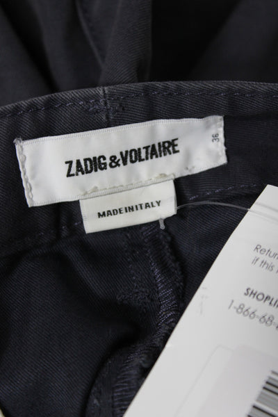 Zadig & Voltaire Mens Chino Pants Blue 100% Cotton Button Closure Size 36