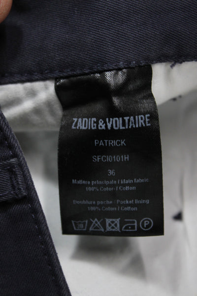 Zadig & Voltaire Mens Chino Pants Blue 100% Cotton Button Closure Size 36