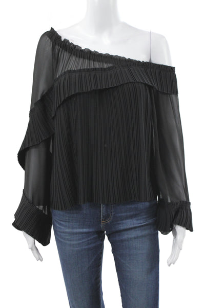 Ramy Brook Womens Off the Shoulder Black Long Sleeve Blouse Size M