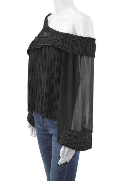 Ramy Brook Womens Off the Shoulder Black Long Sleeve Blouse Size M