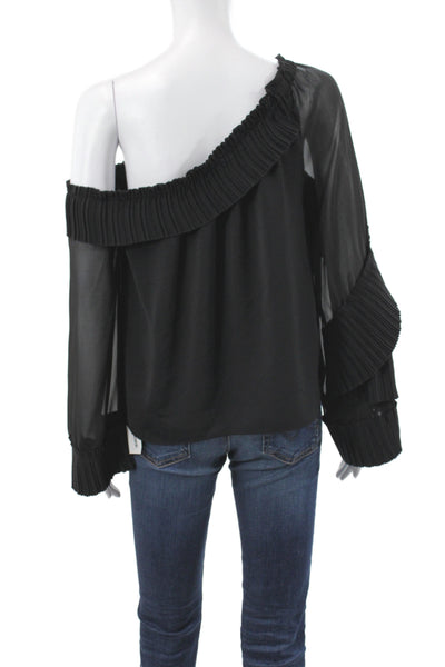 Ramy Brook Womens Off the Shoulder Black Long Sleeve Blouse Size M