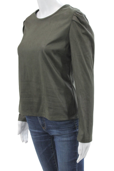 Drew Womens Basic Green Long Sleeve Round Neck Blouse Size S