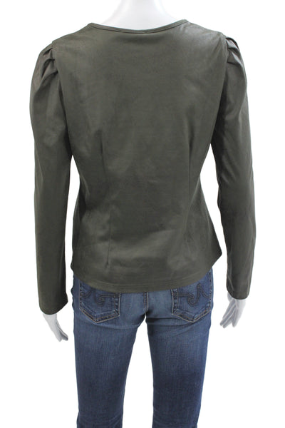 Drew Womens Basic Green Long Sleeve Round Neck Blouse Size S