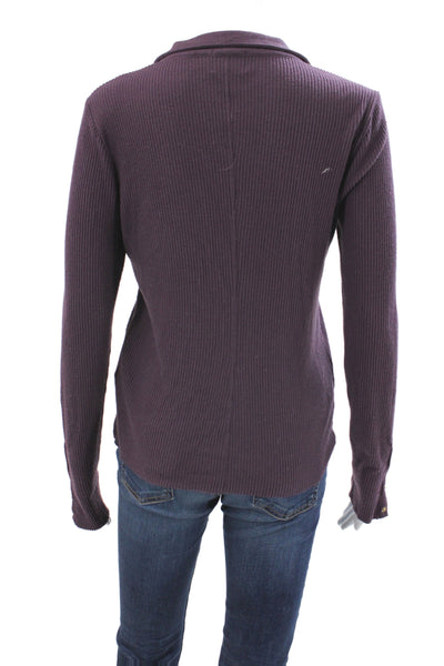 Nation LTD Women Purple Collared Button Up Sweater Long Sleeve Size M