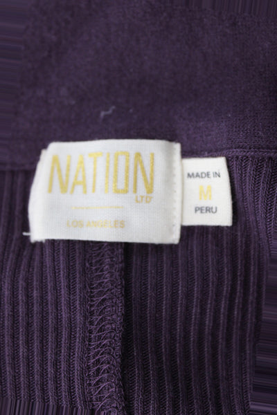 Nation LTD Women Purple Collared Button Up Sweater Long Sleeve Size M