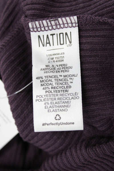 Nation LTD Women Purple Collared Button Up Sweater Long Sleeve Size M