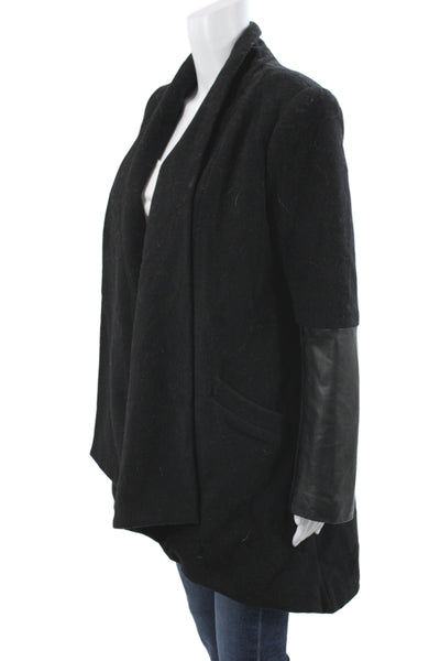 Mason Womens Kimono Coat Black Virgin Wool Long Sleeve Size 6
