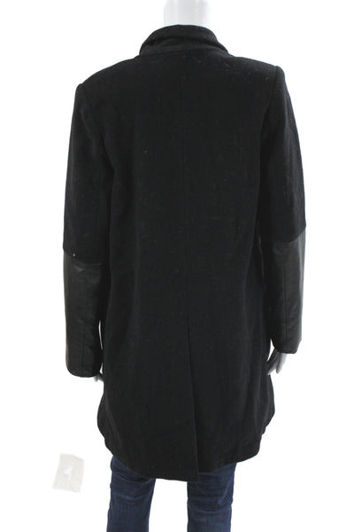 Mason Womens Kimono Coat Black Virgin Wool Long Sleeve Size 6