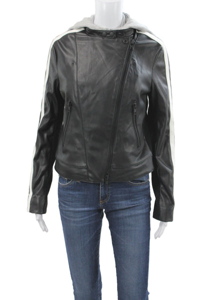 Bailey 44 Women Biker Jacket Black Polyurethane Zip Long Sleeve Size M