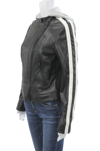 Bailey 44 Women Biker Jacket Black Polyurethane Zip Long Sleeve Size M