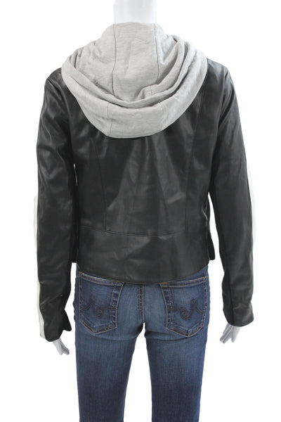 Bailey 44 Women Biker Jacket Black Polyurethane Zip Long Sleeve Size M