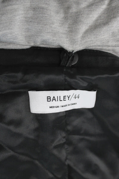 Bailey 44 Women Biker Jacket Black Polyurethane Zip Long Sleeve Size M
