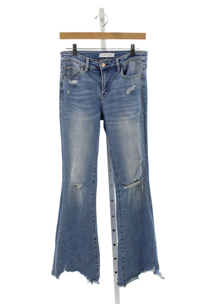 Flying Monkey Women Flared Jeans Blue Mid Rise Button Size 27