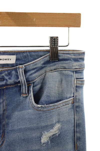 Flying Monkey Women Flared Jeans Blue Mid Rise Button Size 27