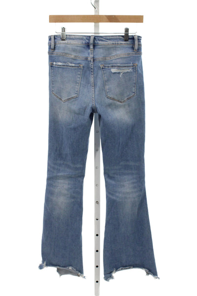 Flying Monkey Women Flared Jeans Blue Mid Rise Button Size 27