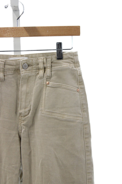Paige Women Wide-Leg Beige Jeans Petite Size 25