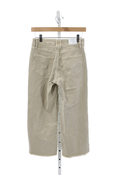 Paige Women Wide-Leg Beige Jeans Petite Size 25