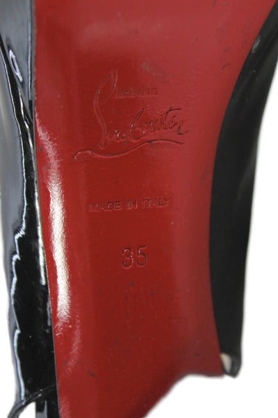 Christian Louboutin Womens Marple Patent Calf Slingback Sandals Black Size 5