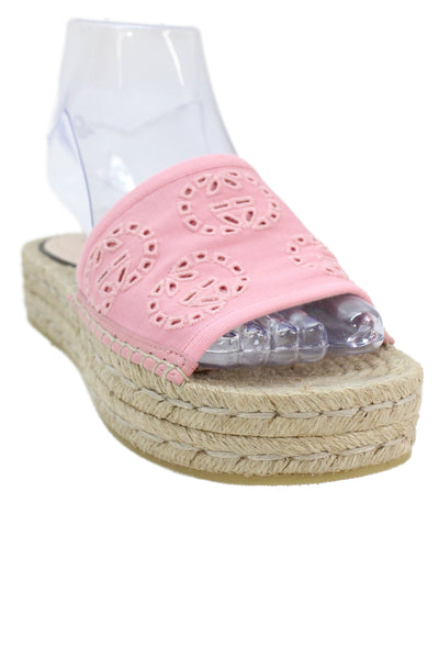 Gucci Womens Damits Logo GG Espadrille Slide Platform Sandals Pink Size 5