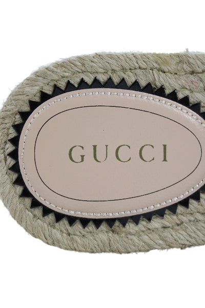 Gucci Womens Damits Logo GG Espadrille Slide Platform Sandals Pink Size 5