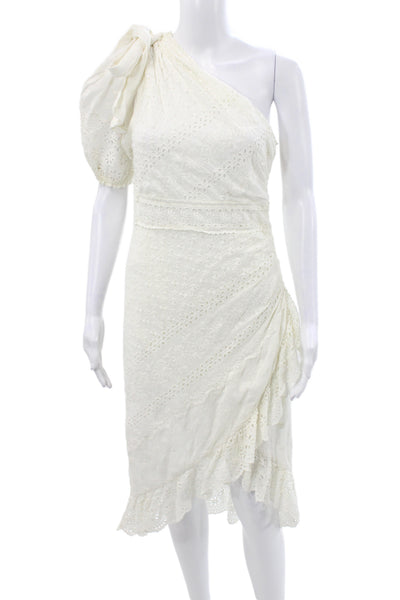 Ulla Johnson Women Wrap Dress White One Shoulder Midi Cotton Size 2