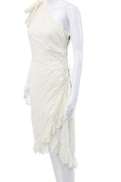 Ulla Johnson Women Wrap Dress White One Shoulder Midi Cotton Size 2