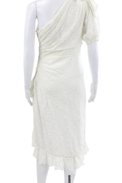 Ulla Johnson Women Wrap Dress White One Shoulder Midi Cotton Size 2