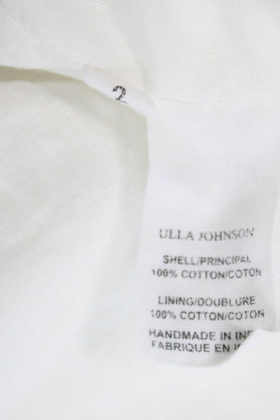 Ulla Johnson Women Wrap Dress White One Shoulder Midi Cotton Size 2