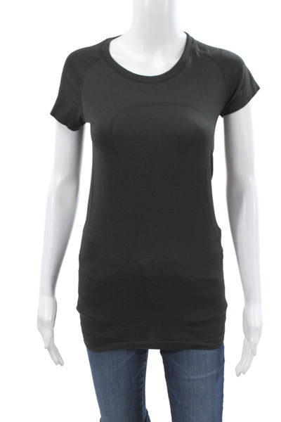 Lululemon Women Black Basic Tee Nylon Short Sleeve Round Neck Size 4