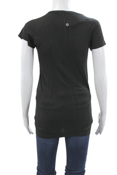 Lululemon Women Black Basic Tee Nylon Short Sleeve Round Neck Size 4