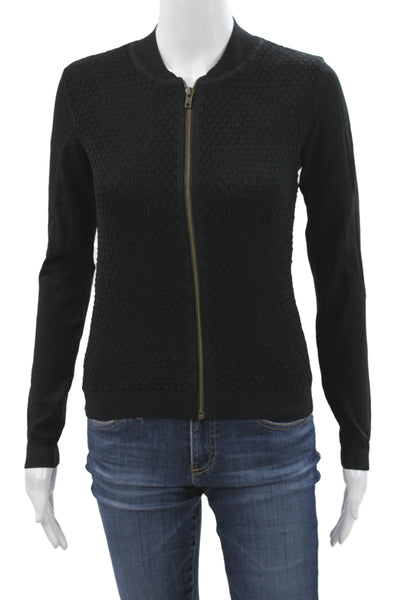 Cabi Women Bomber Jacket Black Viscose Zip Long Sleeve Size XS