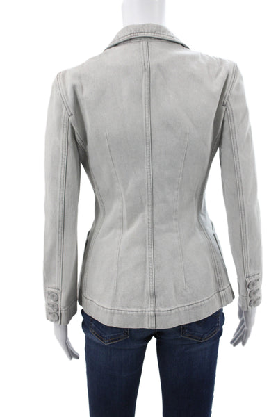 Christian Dior Womens Basic Jacket Gray Cotton Solid Bee Long Sleeve Size 2