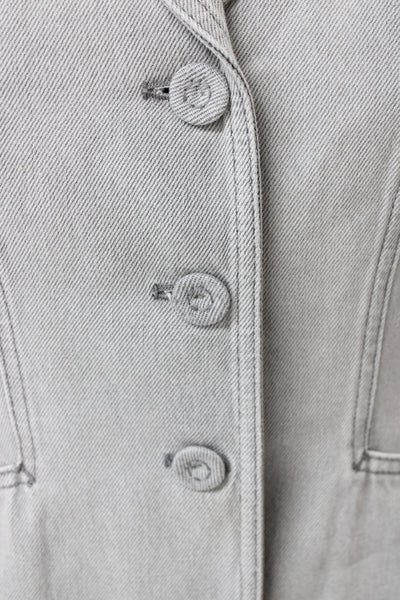 Christian Dior Womens Basic Jacket Gray Cotton Solid Bee Long Sleeve Size 2